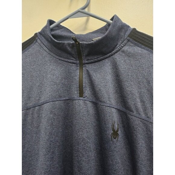 Spyder Active Mens Top Size XXL Navy Blue ProW B 1/4 Zip Long Sleeve Pullover - Picture 2 of 9